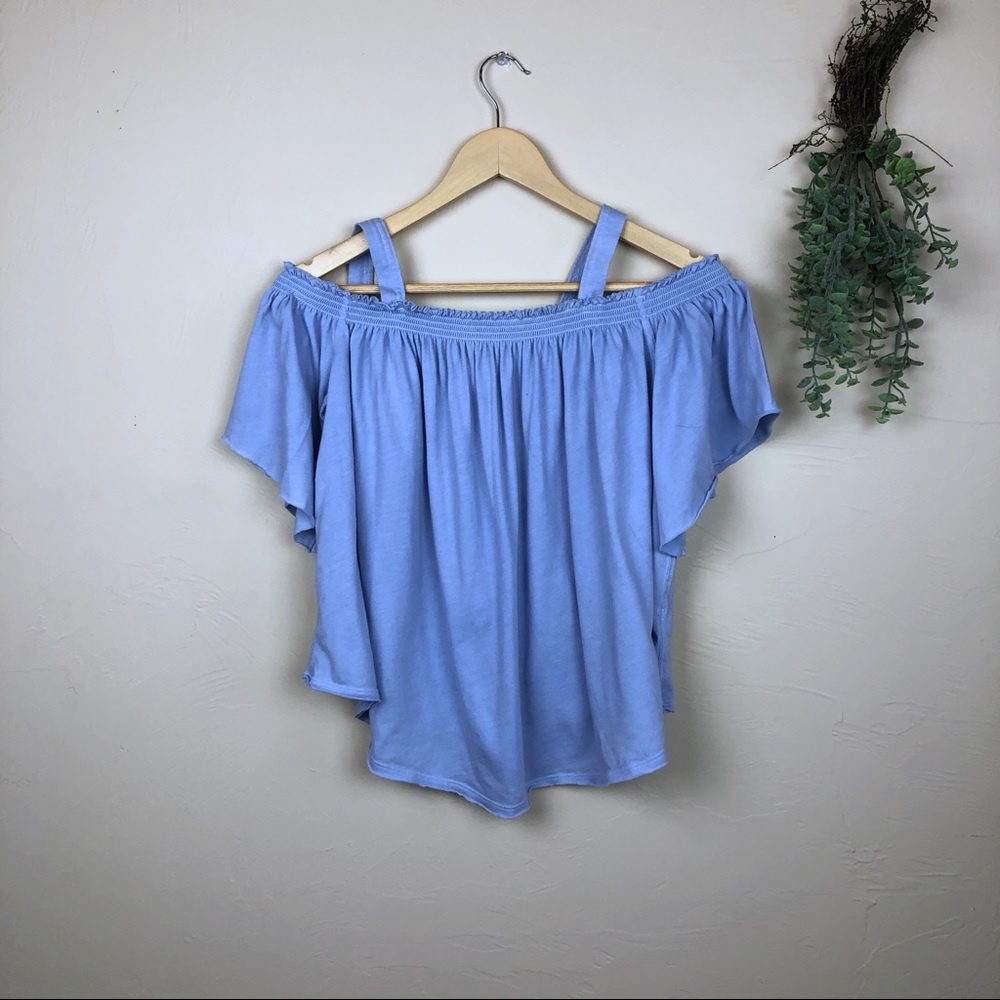 We the Free | Baby Blue Cold Shoulder Top - Picture 2 of 5